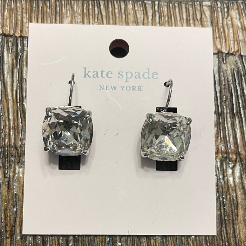Kate Spade Silver Crystal Stud Earrings • Square Cut